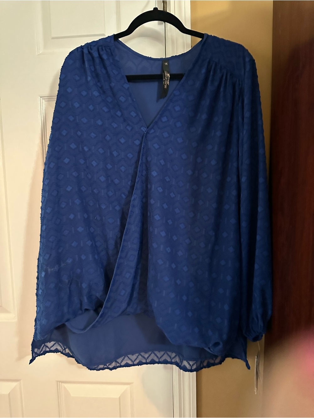 Melissa McCarthy Royal Blue V-Neck Textured Tunic